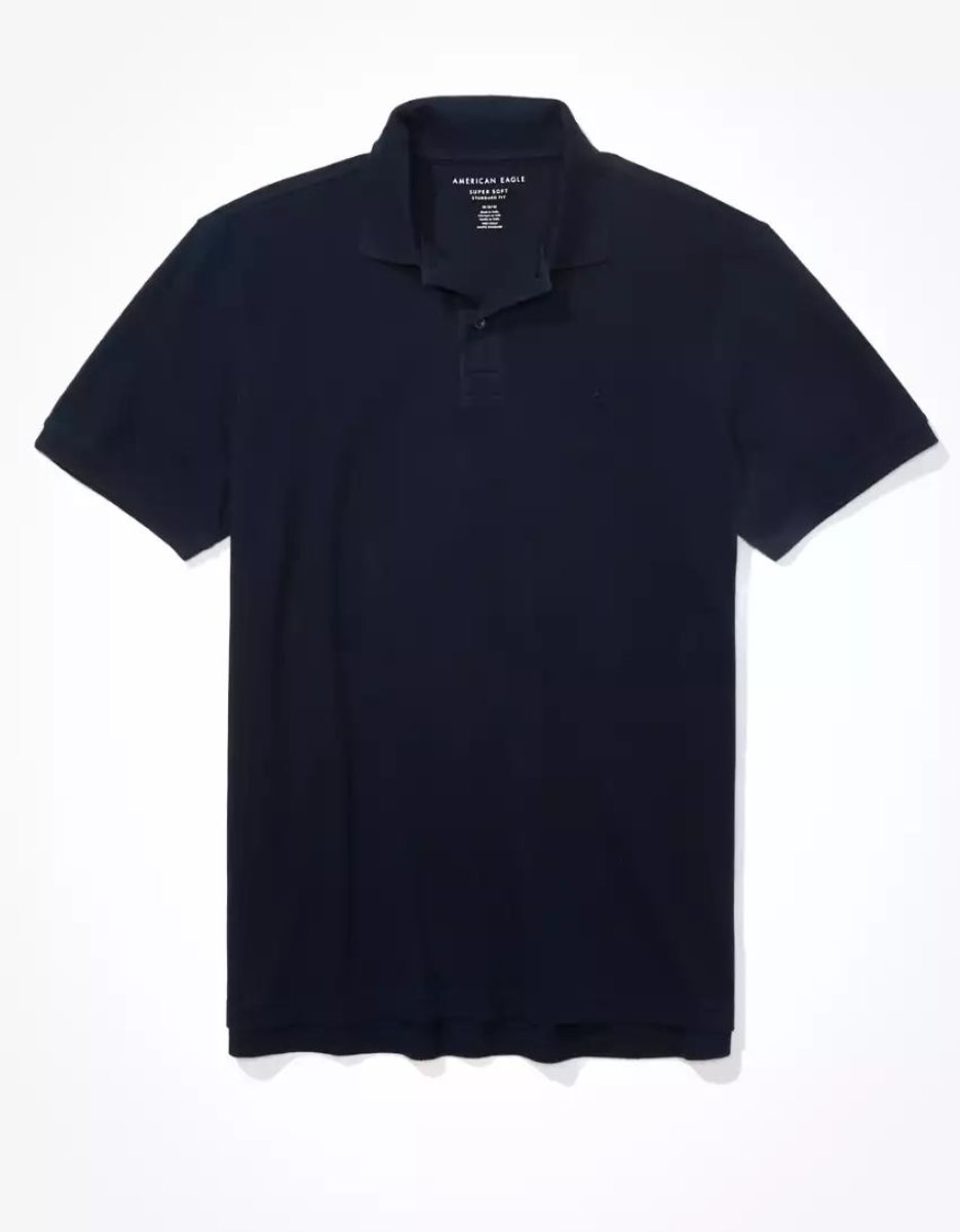 Polos American Eagle AE Super Soft Legend Pique Bleu Marine Homme | FQL-01137566